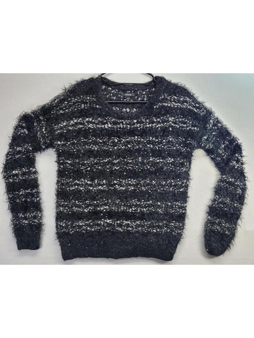 Apt 9 Sequin Sweater Women's Size Small Black Long Sleeve Soft Cozy Warm Shiny